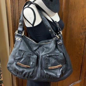 B Makowsky Black Leather Shoulder Bag